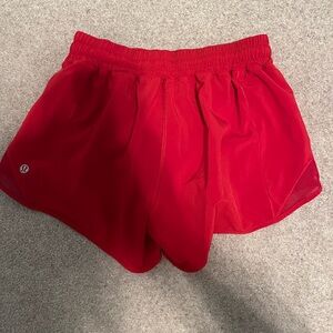 Lululemon hotty hot red shorts, size 6